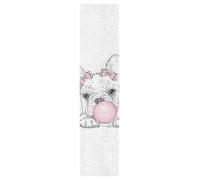 Vftphvr PVC Skateboard Grip Tape, Non-Slip Longboard Scooter Sticky Grip Tape, Sand Paper Sturdy Sheet Adhesive Sticker 9" x 33" Print Cute French Bulldog Puppy with Pink Gum
