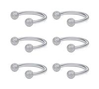 VFUN 14G Stainless Steel Matte Ball Nose Septum Horseshoe Piercing Helix Tragus Cartilage Earrings Hoop 10mm 6PCS - Silver