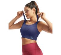 VFUS High Impact Sports Bras for Women Adjustable Zip Front Full Coverage and Lift Padded Compression Bra, Navy New, L