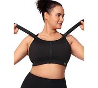 VFUS Zip Front Adjustable High Impact Sports Bras for Women Premium Quality Full Coverage Workout Running Removable Pads, Black, XL