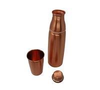 VG® 950ml Pure Indian Copper Bottle with stopper & Full Size Tumbler (250ml) Designer Copper Vessel for Drinking Water Many Amazing Ayurvedic Benefits One Piece Construction Travel size Leak Proof