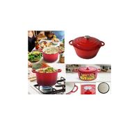 VG® Cast Iron Dutch Oven 3.5L Casserole Pot with Self Braising Lid Red
