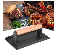 VG® Cast Iron Rectangular Burger Press 20x10 cm Non-Stick Grill Weight