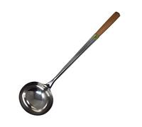 VG® Chinese Authentic Wok Accessories Set - 304 Grade Stainless Steel Spatula Turner & Ladle with Wooden Handles - Long Handle Kitchen Cooking Tool (33cm Ladle)
