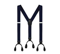 VG Choice Men's Y-Back 1.4 Inches Wide Button End Elastic Adjustable Suspenders - Blue - Large