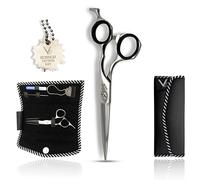 VG Professional 6.5-Inch Hairdressing Scissors - Premium J2 420C Stainless Steel Hair Scissors w Hand-Sharpened Blades, Adjustable Tension Knob, Barber Scissors Kit, Storage & Cleaning Case (Polished)