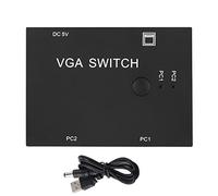 VGA Splitter Computer Accessory,2-In-1-Out 2 Port Computer Host External VGA TV Monitor,VGA Vedio Switch for PC TV Monitor -Black