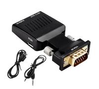 Vga to HD Adapter, 1080p Vga Source, 3.5 mm Audio Interface, Built-in Display Converter, Compact High-Speed Connector for Offices Presentation and Home Use, Black