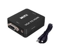 VGA to HDMI, 1080P Full HD Mini VGA to HDMI Audio Video Converter Adapter Box with USB Cable and 3.5mm Audio Port Cable Support HDTV for PC Laptop Display Computer Projector (Black)