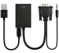 VGA to HDMI Adapter, Converter Lead with 3.5mm audio and USB cable, 1080P HDMI Female Input to VGA Male Converter with 3.5mm Audio Jack and Power Cord