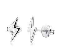 VGACETI Titanium Earrings, Hypoallergenic Stud Earrings for Women Men Sensitive Ears Star/Moon/Lightning Bolt/Open Heart Premium High Polished (Shiny Grey), Titanium, No Gemstone