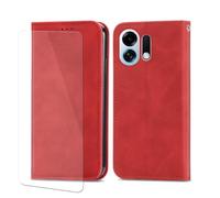 VGANA for OPPO K13 Turbo Pro Case, Wallet PU Leather Magnetic Flip Cover [Card Holders] [1 Pack Screen Protector] Bookstyle Phone Shell. Red