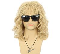 VGbeaty California Party Wig 70s 80s Women Men Light Blonde Long Wave Cosplay Costume