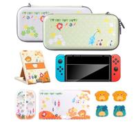 VGBUS Switch Case Compaticable with Nintendo Switch Oled.Cute Carry Case Bundle for Pikmin Fans with Switch Oled Protective Cover,Screen Protector,Playstand & Thumb Caps