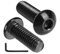 VGBUY 20Pcs 3/8-16 x 1/2" Button Head Socket Cap Bolts Screws, 304 Stainless Steel 18-8, Black Zinc Plated, Fully Threaded, with Spanner Allen Hex Drive