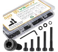 VGBUY 500Pcs M4 Screw Kit,Black M4 Screws Bolts,Assorted Metric Nuts and Bolts Assortment Kit,Socket Head Cap M4 x 6/8/12/16/20/25/30mm with Washer Nuts,12.9 Grade