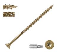 VGBUY Deck Screws #14 x 8 Inch Heavy Duty Exterior Wood Screws,Torx Drive Head Deck Screw Bronze Rust Resistant Epoxy Coated,Long Outdoor Screws with Star Bit(1Ibs,13Pcs)