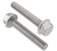 VGBUY M10-1.5 x 80mm Flanged Hex Head Bolts,304 Stainless Steel 18-8,Fully Threaded,Silver External Flange Hex Drive Screws,Pump,Fix Car,DIY Project(7Pcs)