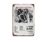 VGDFH Lil Baby Harder Than Ever Album Cover Retro Poster Metal Tin Sign Chic Art Retro Iron Painting Bar People Cave Cafe Family Garage Poster Wall Decoration 8x12inch(20x30cm)