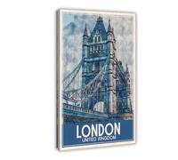 VGDFH London United Kingdom Vintage Travel Canvas Poster Wall Art Decor Print Picture Paintings for Living Room Bedroom Decoration 12x18inch(30x45cm)