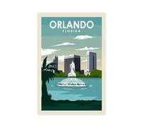 VGDFH Orlando Florida Vintage Travel Retro Canvas Poster Bedroom Decor Landscape Office Room Decor Gift 08x12inch(20x30cm)