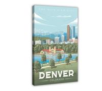 VGDFH Retro Travel Denver Colorado Canvas Poster Bedroom Decor Landscape Office Room Decor Gift 08x12inch(20x30cm)