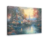 VGDFH Thomas Kinkade Rural Pastoral Style Canvas Poster Bedroom Decor Landscape Office Room Decor Gift 12x18inch(30x45cm)