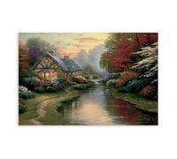 VGDFH Thomas Kinkade Rural Pastoral Style Canvas Poster Wall Art Decor Print Picture Paintings for Living Room Bedroom Decoration 24x36inch(60x90cm)