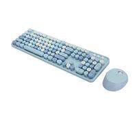 VGEBY 104 Key Wireless Keyboard and Mouse Set, Retro Typewriter Style with Mechanical Feel, Plug and Play (Blue Mixed Color)
