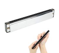 VGEBY 24 Hole Harmonica Harmonica Diatonic Harp C Key Stainless Steel Cover Plate Set for Students Family Entertainment White (Black)