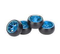 VGEBY 4Pcs RC Vehicle Tires,1/28 Scale Metal Wheel Rims and Rubber Tires Remote Control Drift Tires Replacement Compatible with Wltoys k969 1:28 RC Car (blue) Model Toys Car Model Accessories