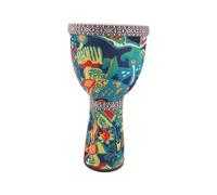VGEBY 8 Inch African Drum, Pre-Tuned Goatskin Drum Surface Lightweight PVC Body Hand Clapping Percussion Instrument with Colorful Pattern and Rubber Protection Ring, for (The South Of Colorful Clouds)