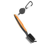 VGEBY Club Cleaner Brush, Multifunctional with Nylon and Steel Bristles, Ergonomic Handle with Telescopic Lanyard, for Clubs and Shoes (Orange)