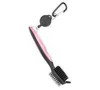 VGEBY Club Cleaner Brush, Multifunctional with Nylon and Steel Bristles, Ergonomic Handle with Telescopic Lanyard, for Clubs and Shoes (Pink)