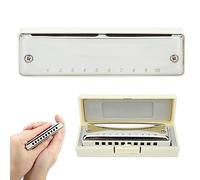 VGEBY Compact Blues Harmonica 10 Hole Mouthorgan G Key Beautiful Sound Stainless Steel ABS Resin Wind Instrument for Compact Structure (Orange, Black) (White)