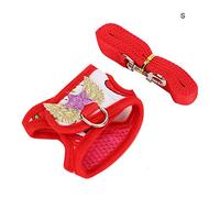VGEBY Cute Bunny Walking Lead and Chest Strap Set Adjustable Vest for Small Pets Lightweight and Breathable Strawberry Pattern 1 Piece (S)