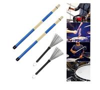 VGEBY Drum Brush Set - Durable and Smooth Drum Brush Set with Comfortable Grip - Portable Bag Included Ideal for Cleaning Music Lovers Metal Stainless Steel Bamboo Tool Accessories