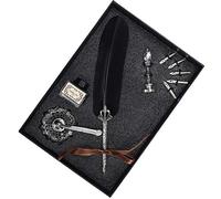 VGEBY Feather Pen Set Elegant Calligraphy Dip Pen for Writing and Gift Giving with Antique Design (Black)
