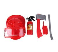 VGEBY Firefighter Toy, 5Pcs Fireman Pretend Play Toy Set Cosplay Game Helmet with Fire Extinguisher, Intercom, Axe, Wrench for Children