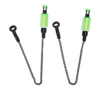 VGEBY Fishing Alarm Hanger, Bite Indicator with Stainless Steel Chain for Carp Fishing, Portable Alarm for Night, 2PCS ABS Tackle with Storage Box (Green)
