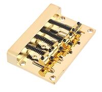 VGEBY Guitar Bridge, Golden Zinc Alloy Fixed Saddle Plate for 4 String Electric Bass with Adjustable Height for Enhanced Tone