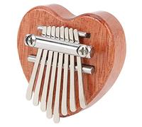 VGEBY Heart Shaped Thumb Piano 8 Tune Mahogany Portable Instrument for | Clear Crisp Sound, Small Size Lanyard Attachment, Ideal for Backpack Gift or Stress Relief