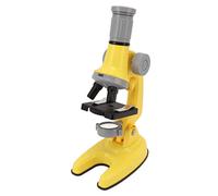 VGEBY Microscope for Kids 100x 600x 1200x Zoom with LED Light (Yellow) | Plastic Body, Dual Light Sources, Adjustable Lens, Phone Holder, Battery Operated