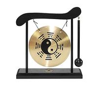 VGEBY Mini Desktop Gong, Wood Base Copper Percussion Instrument with Mallet for Home Decor, Office Desk Display, Housewarming Gift, Chinese Zodiac Pattern (Chinese Gossip Chart)