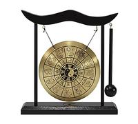 VGEBY Mini Desktop Gong, Wood Base Copper Percussion Instrument with Mallet for Home Decor, Office Desk Display, Housewarming Gift, Chinese Zodiac Pattern (Twelve Chinese Zodiac)