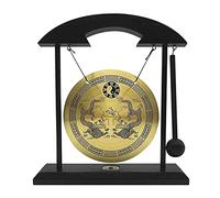 VGEBY Mini Desktop Gong, Wood Base Copper Percussion Instrument with Mallet for Home Decor, Office Desk Display, Housewarming Gift, Chinese Zodiac Pattern (Double Dragon)