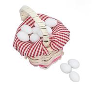 VGEBY Miniature Egg Basket with Red Plaid Pattern, Dollhouse Decoration | Resin Bamboo Construction, Farmhouse Tabletop Accent, DIY Craft Prop, Kitchen Tiered Tray Filler