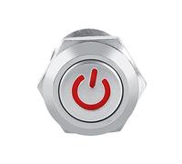 VGEBY Momentary Push Button Switch 12mm Stainless Steel LED Power Switch 3A 12V IP65 Panel Button for Car Boat Motorcycle Industrial Control (red)