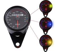 VGEBY Motorcycle Odometer LED Digital Speedometer Gauge Backlight Signal Light Tachometer Speed Gauge (black) Wrench Tachometer