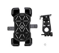 VGEBY Motorcycle Phone Mount, Automatic Locking 360° Horizontal 30° Vertical Rotation Adjustment for Handlebar Mirror Shock Absorbing Silicone Phone Holder for Navigation (Black Handlebar Type)
